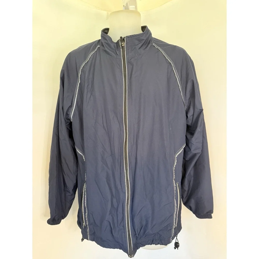Roundtree & Yorke Sport Mens Jacket Blue Windbreaker‎ Vintage Medium Pockets GUC